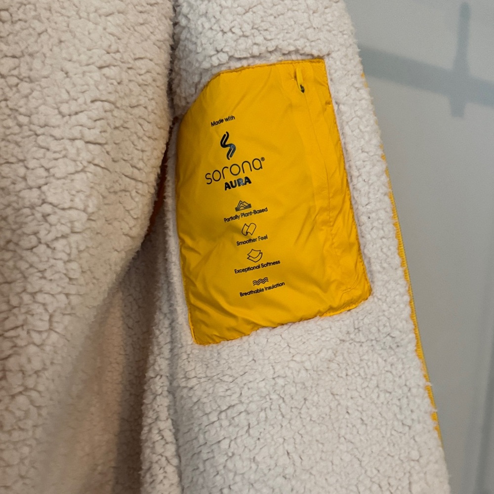 Calvin Klein Bright Yellow Quilted Puffer Jacket with Sherpa Hood - Picture 5 of 9